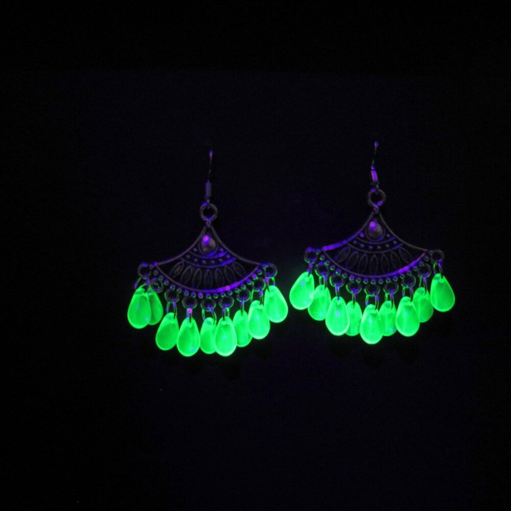 Ug drop statement fan earrings